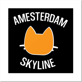 Amsterdam Cat Skyline Posters and Art